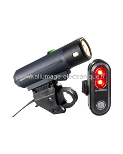 Kit luces STREET F-500 (500 lúmenes) + AVENUE R-45 - negro