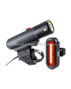 Kit luces ALLEY F-650 (650 lúmenes) + AVENUE R-50 COB - negro