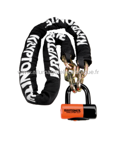 Cadena NEW YORK y candado EVOLUTION SERIES 4 - 170 cm, negro naranja