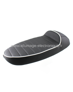 Sillín deportivo con revestimiento negro y borde blanco para pk50-125 s-xl PK0695.2